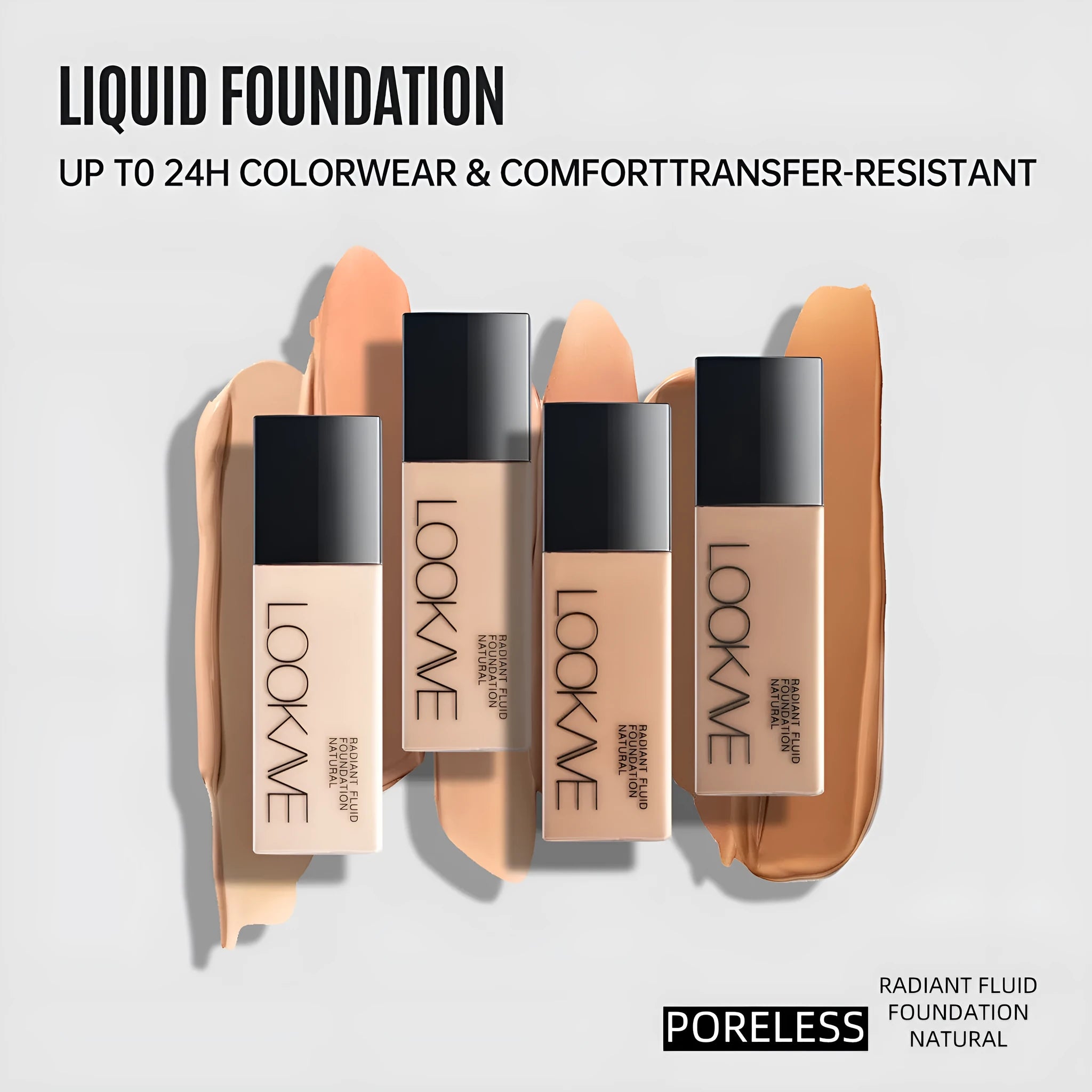 LOOKAVE matte liquid foundation tube with waterproof, brightening and concealer properties