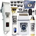 Rechargeable hair clipper with stainless steel cutter head showing USB charging port