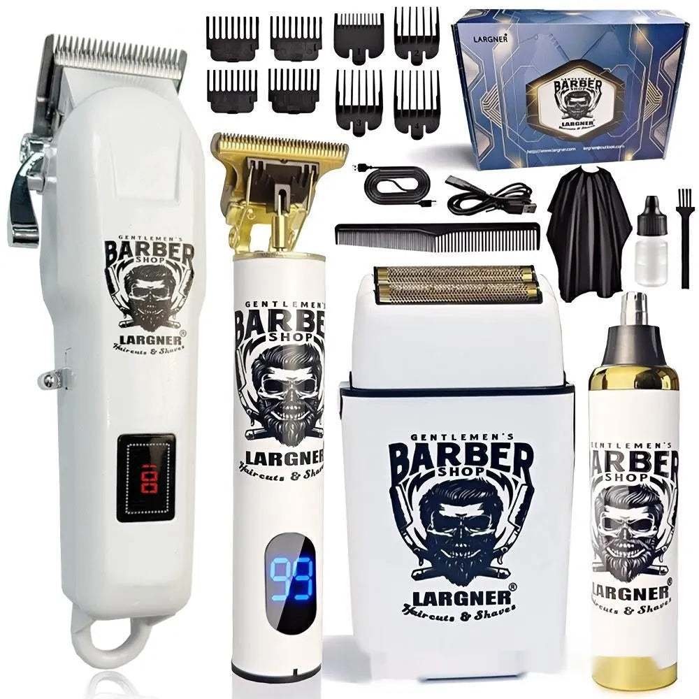 Rechargeable hair clipper with stainless steel cutter head showing USB charging port