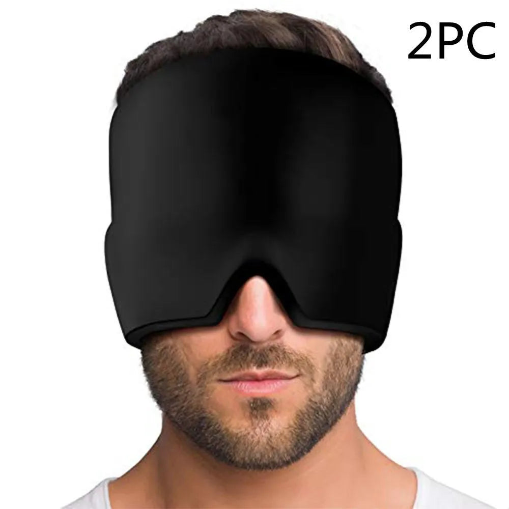 Black ice gel headache relief eye mask shown on a white background.