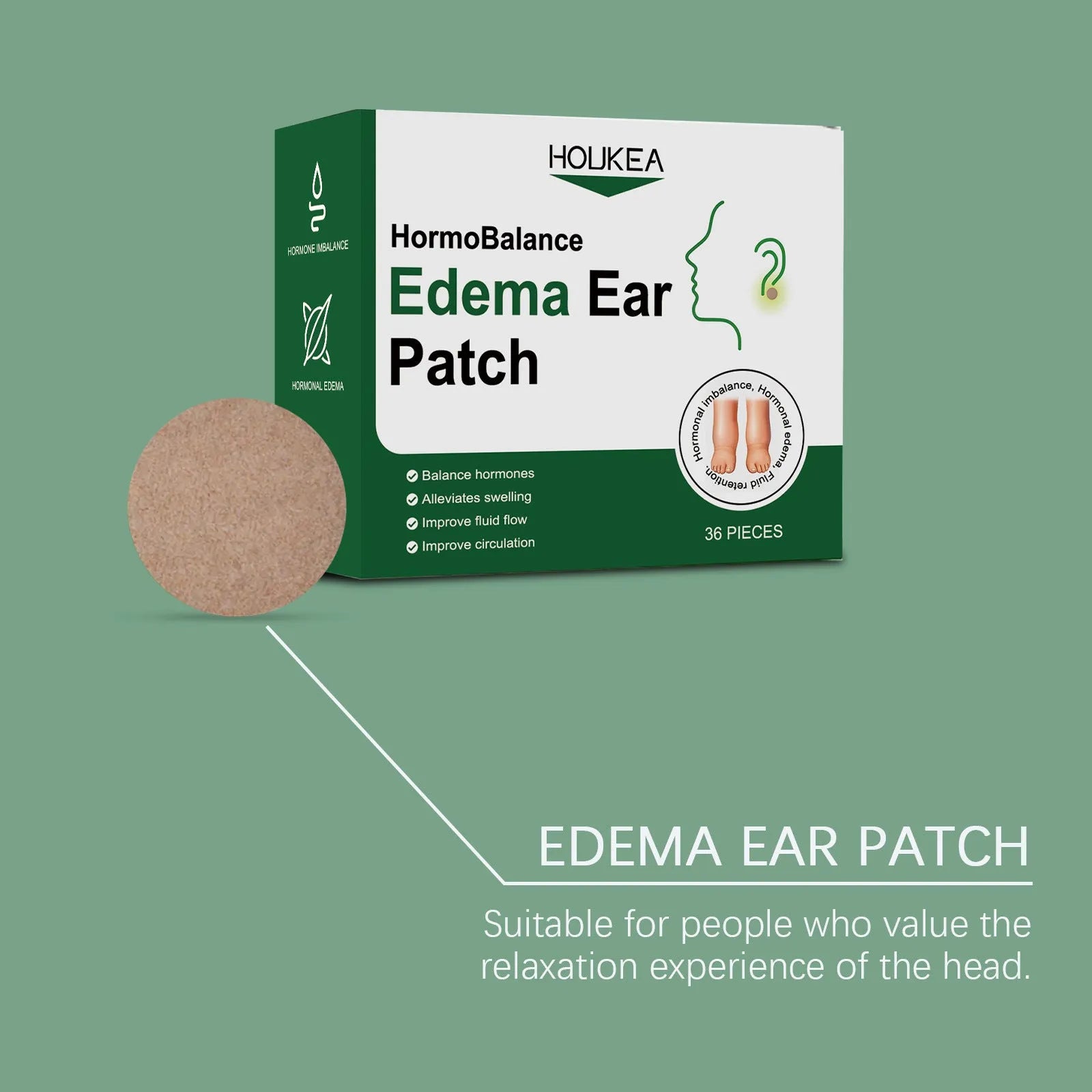Edema Ear Patch with 36 tablets featuring wormwood and aesculus chinensis extracts for topical ear soothing
