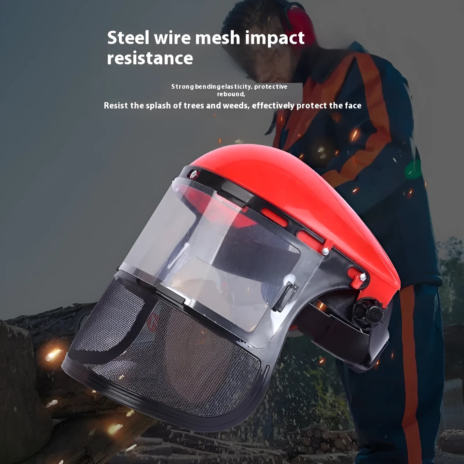 Transparent PVC anti-splash anti-impact face mask with head strap, 1.8mm thick, size 20