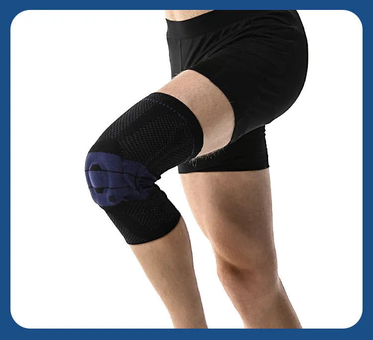 Adult basketball sports kneecaps in nylon-spandex material showing black and blue colour option