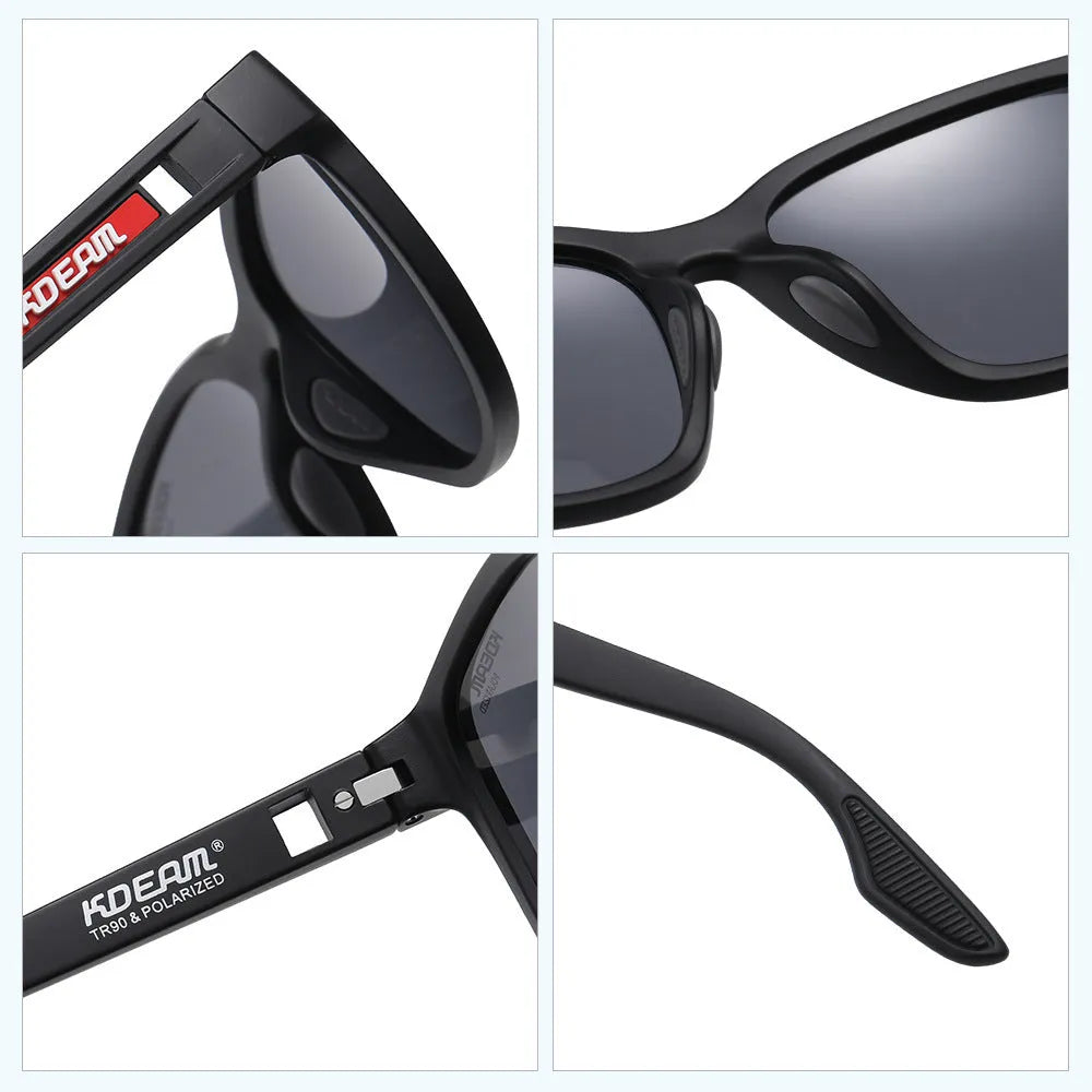 Retro style outdoor sunglasses with metal hinges and TAC lenses for UV protection, shown in one of five colour options.
