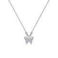 Women's silver butterfly and opal pendant necklace on a cross chain, adjustable from 41cm to 50cm.