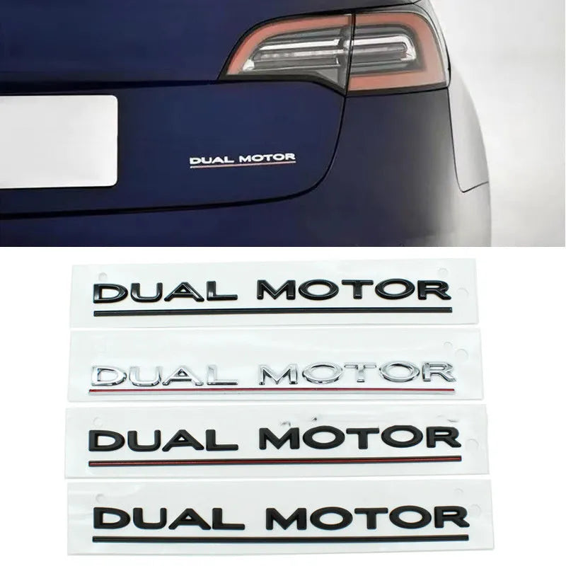 Tesla Model 3 double motor rear bumper sticker in ABS plastic, showing matte black colour option