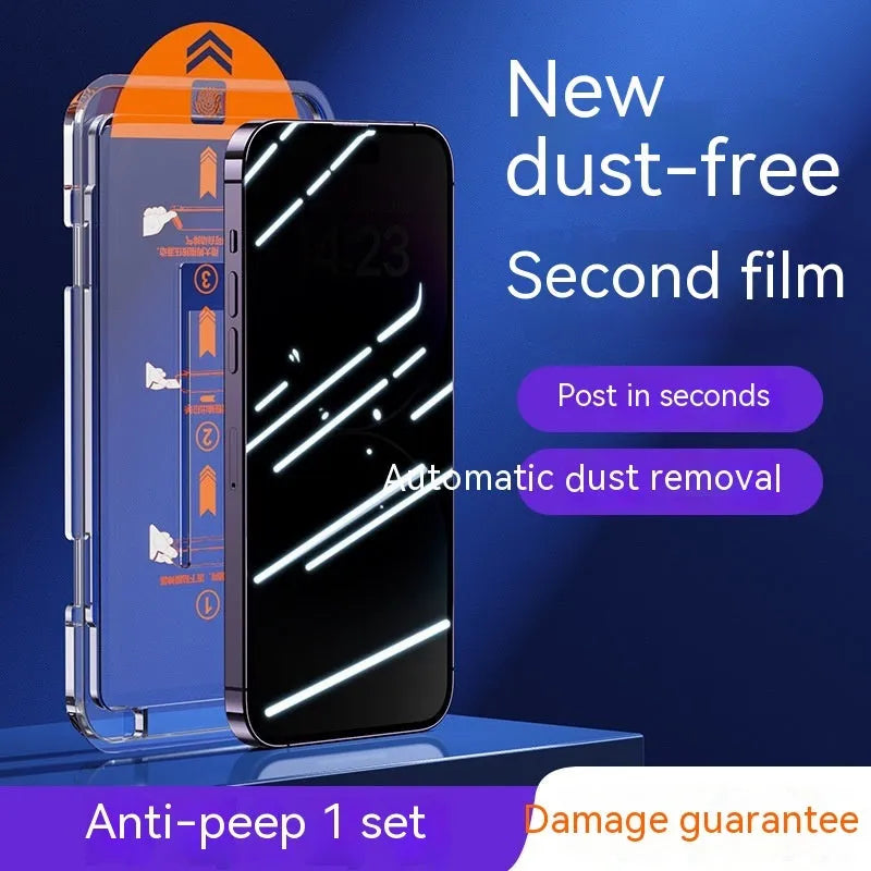 iPhone tempered glass screen protector in HD clear or privacy peep-proof frosted options
