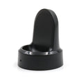 Black PVC smart watch wireless charger base, 47mm x 47mm x 58mm, 63g, USB powered, wrist strap style