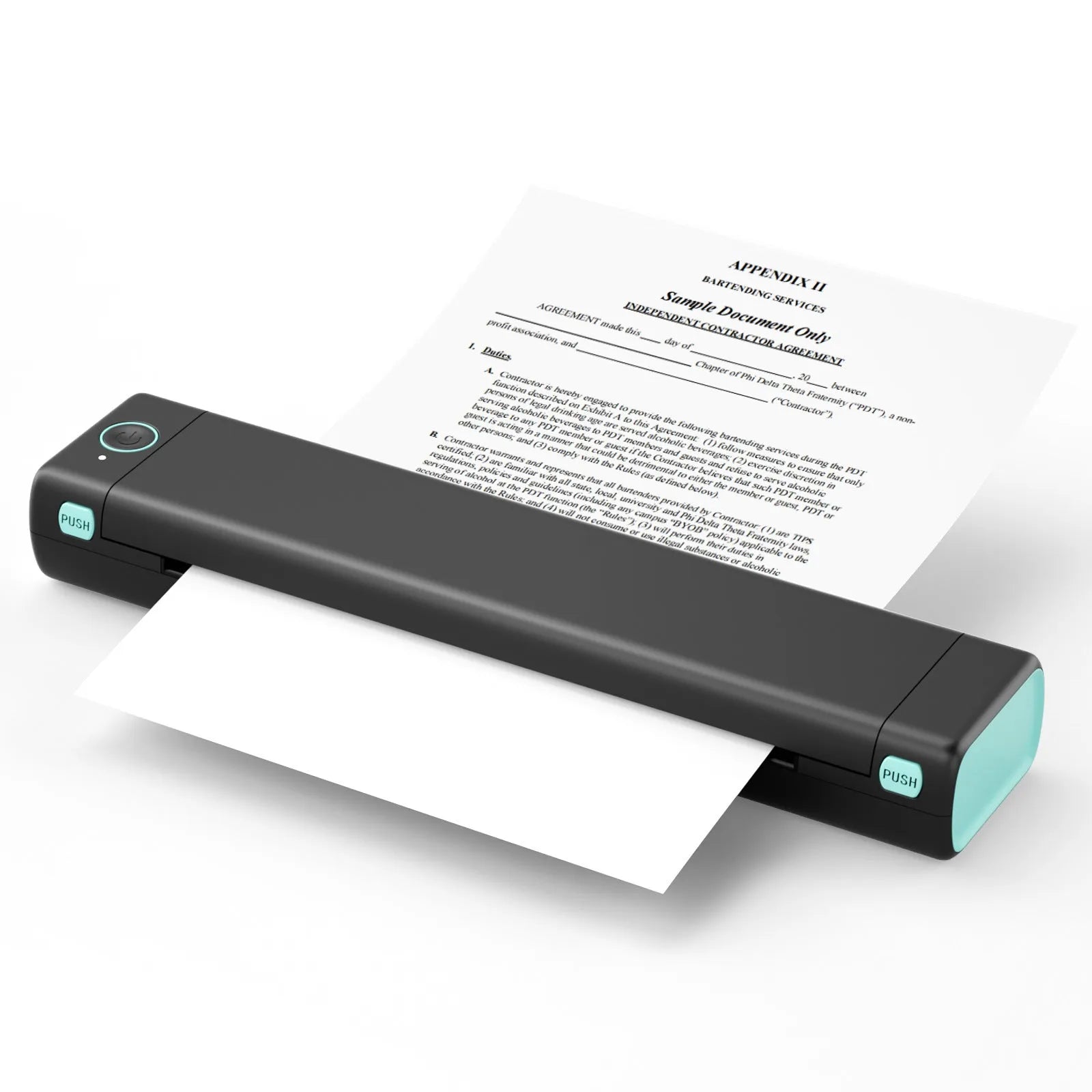 Phomemo M08F A4 portable thermal printer in silver black colour with charging cable