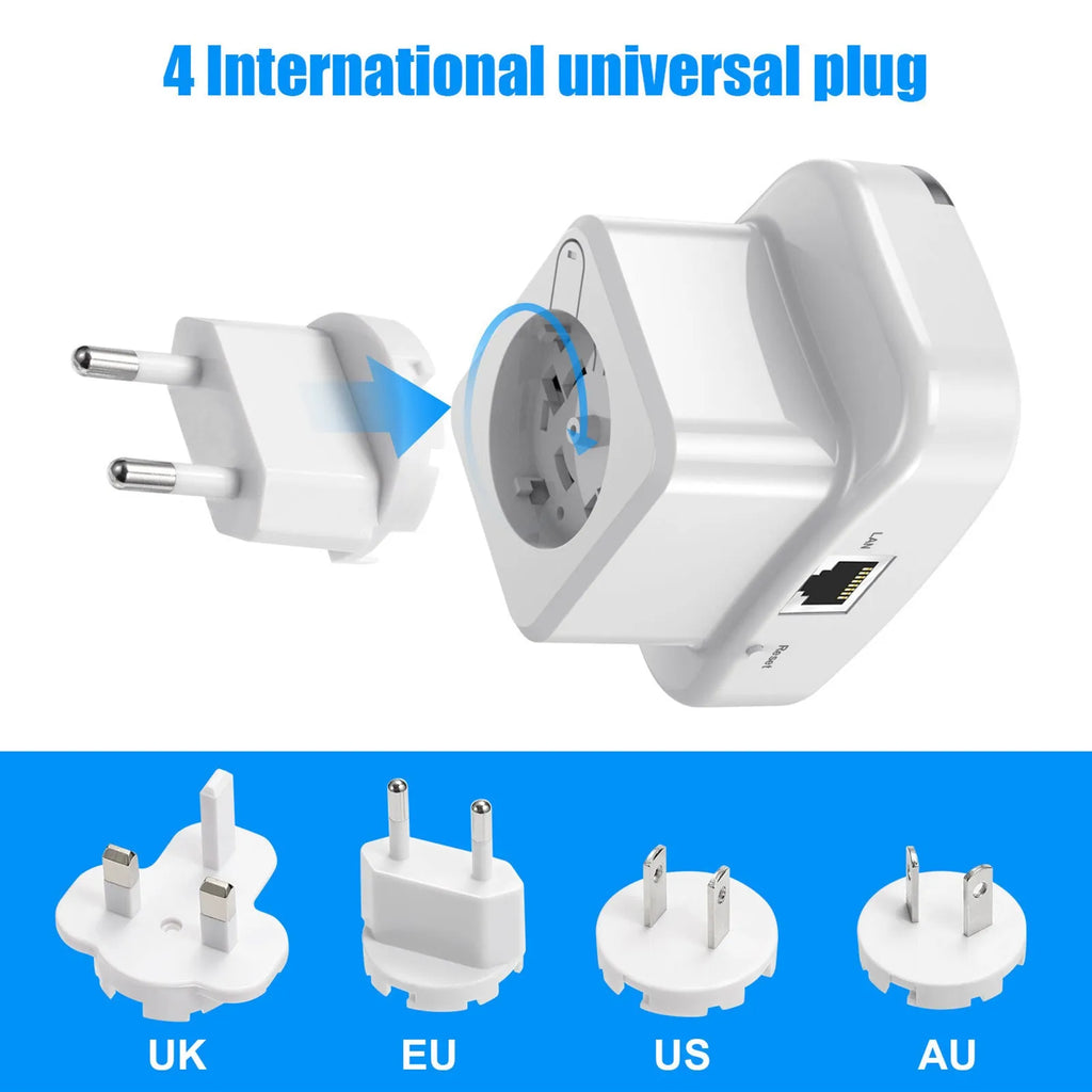 WiFi network extender with 10km range, WPS button, 2.4GHz, ABS body, black colour
