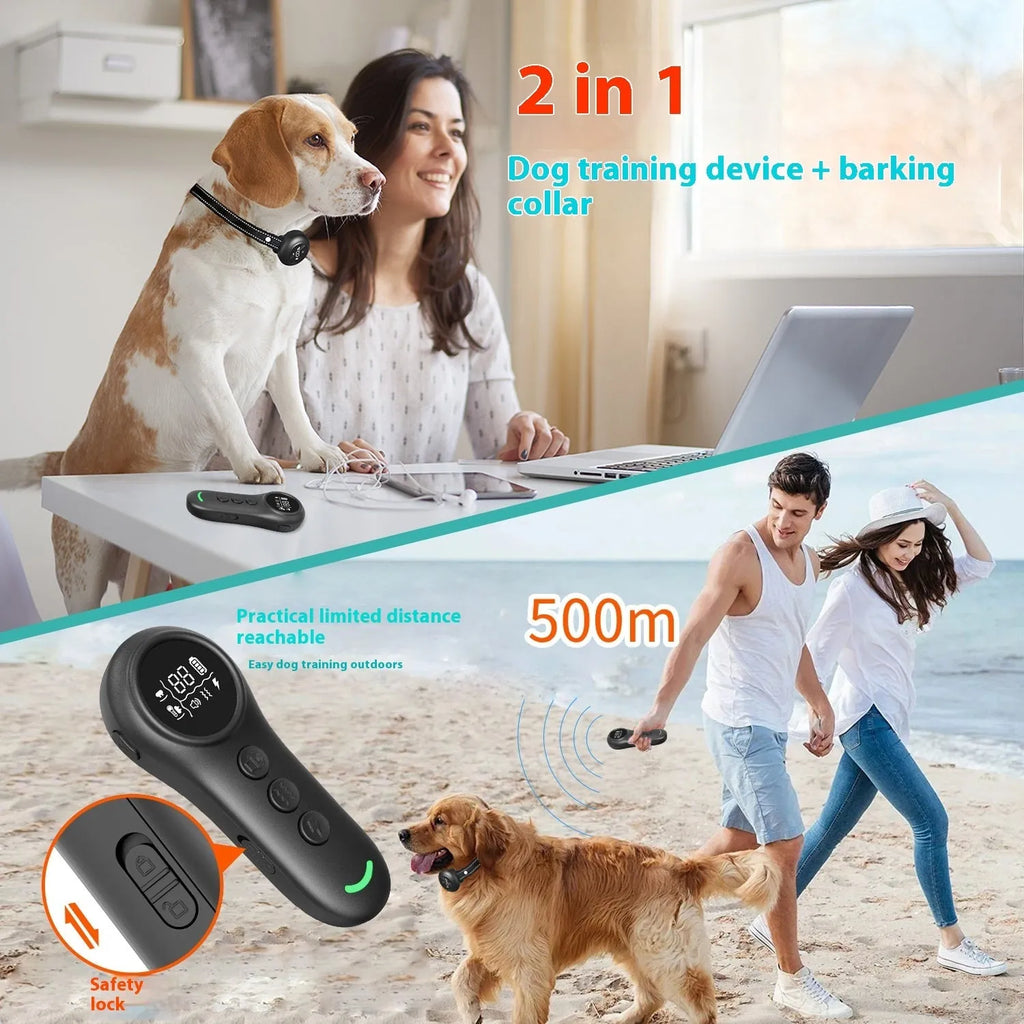 Smart 3-in-1 dog trainer bark stopper with multiple training modes in white ABS plastic