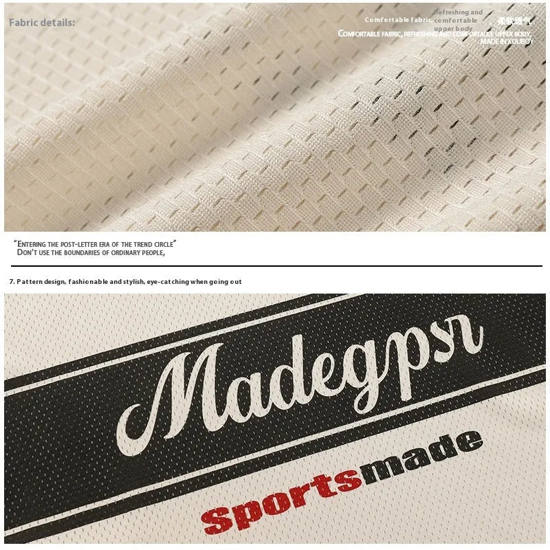 Apricot coloured V-neck sports jersey with short sleeves and letter pattern detail