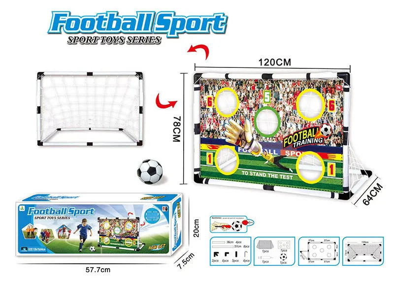 Plastic football goal set 120x78x64CM with net in outdoor setting