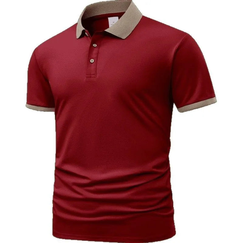 Short sleeve polo shirt with printed design and lapel collar in ice silk fabric