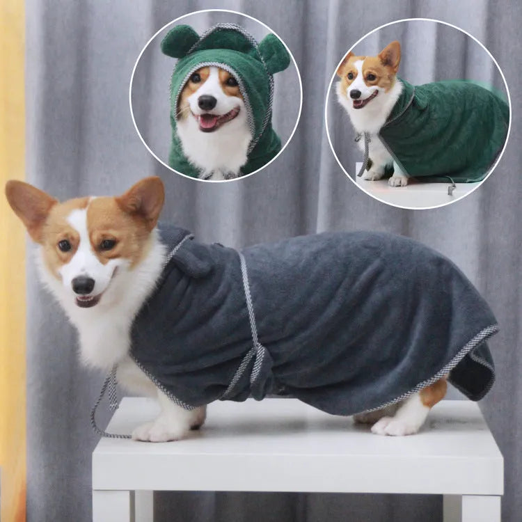 Grey and green ultra fine fibre pet towels for dogs and cats in three sizes
