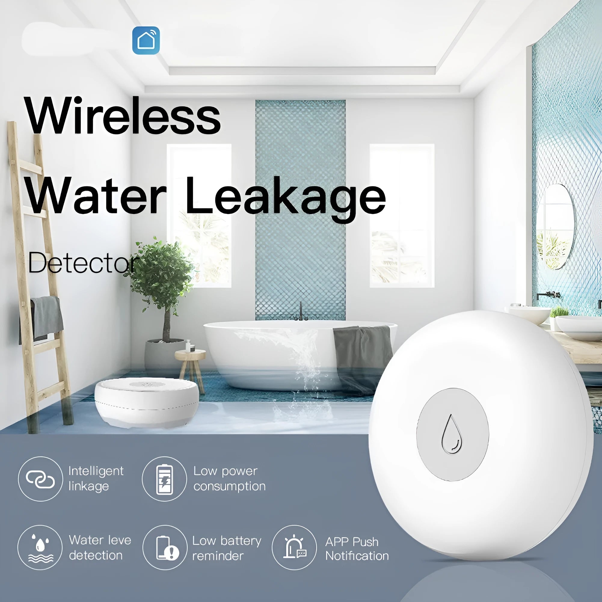 Doodle Smart Water Leakage Detection Alarm with wireless ZIGBEE3.0 communication and smartphone notification capability