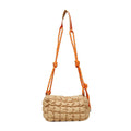Women's lightweight nylon messenger bag in pillow shape with rhombus pattern and adjustable strap