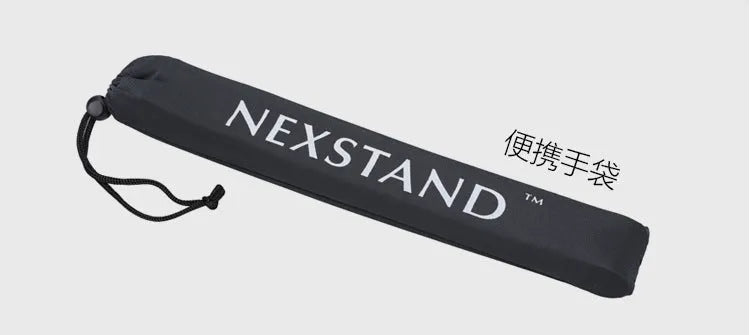 Black K2 portable foldable laptop stand made of enhanced nylon with carry bag.