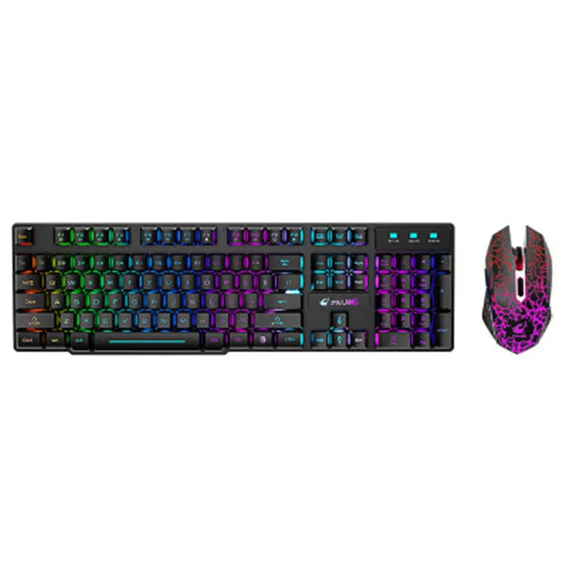 T3 wireless keyboard and mouse set with backlit keys on a desk