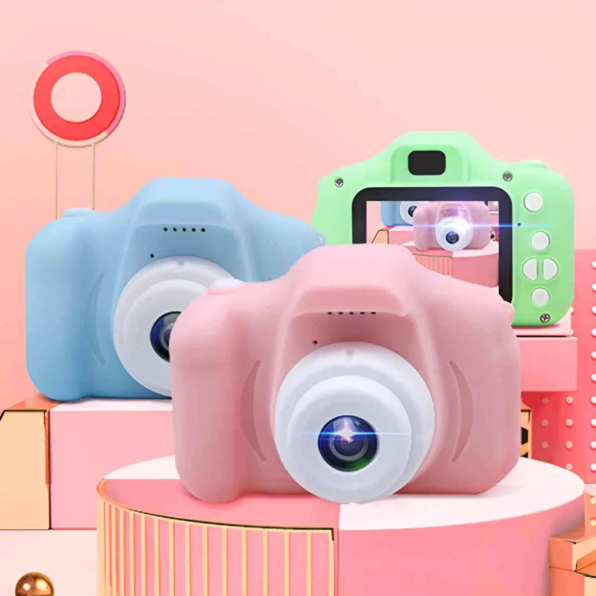X2 HD Mini Cartoon Kids Digital Camera with 13MP lens and silicone body in blue
