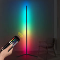 Black aluminium alloy smart RGB floor lamp with silicone shade and remote control