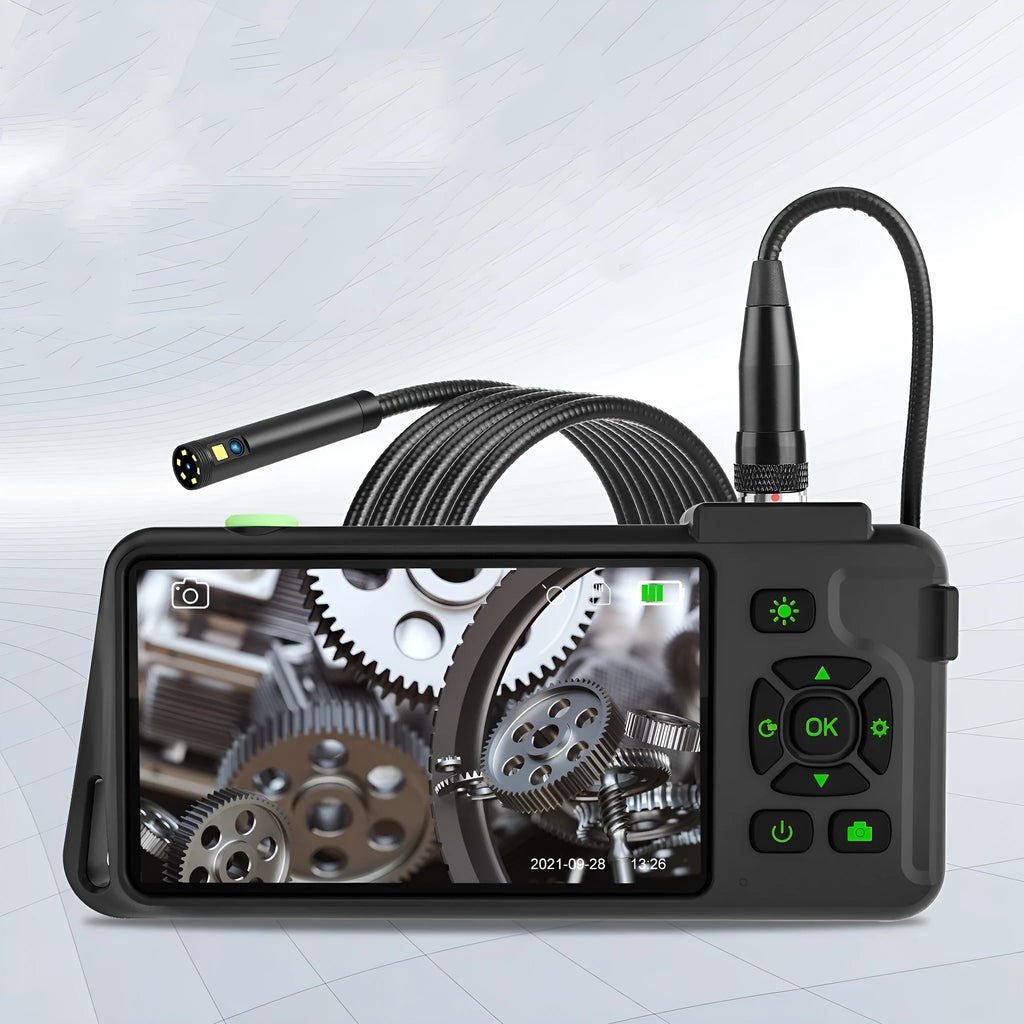 Portable industrial endoscope with 4.5-inch colour screen and 5.5mm camera for automotive inspection