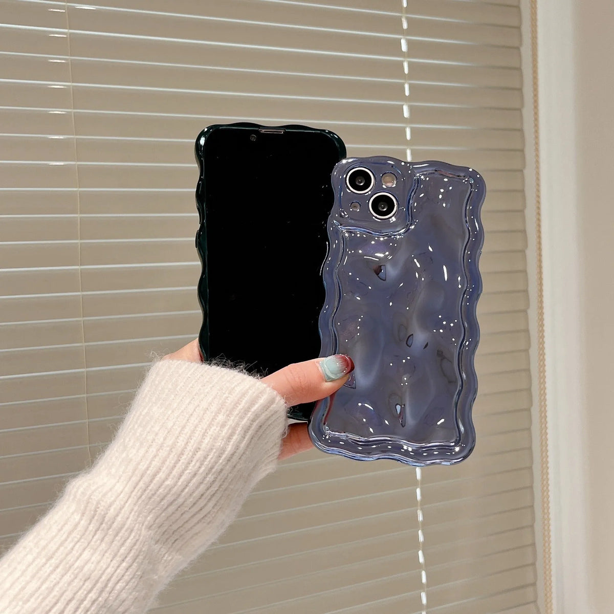 Water ripple electroplated TPU phone case for iPhone 11 to 15 Pro Max, anti-fall and anti-fingerprint, silver gray and other colours