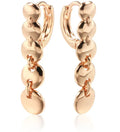 A pair of gold-coloured retro long round circle earrings with a woven copper design.