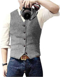 Fashion casual herringbone men's vest in slim fit viscose, available in multiple colours including brown and navy blue