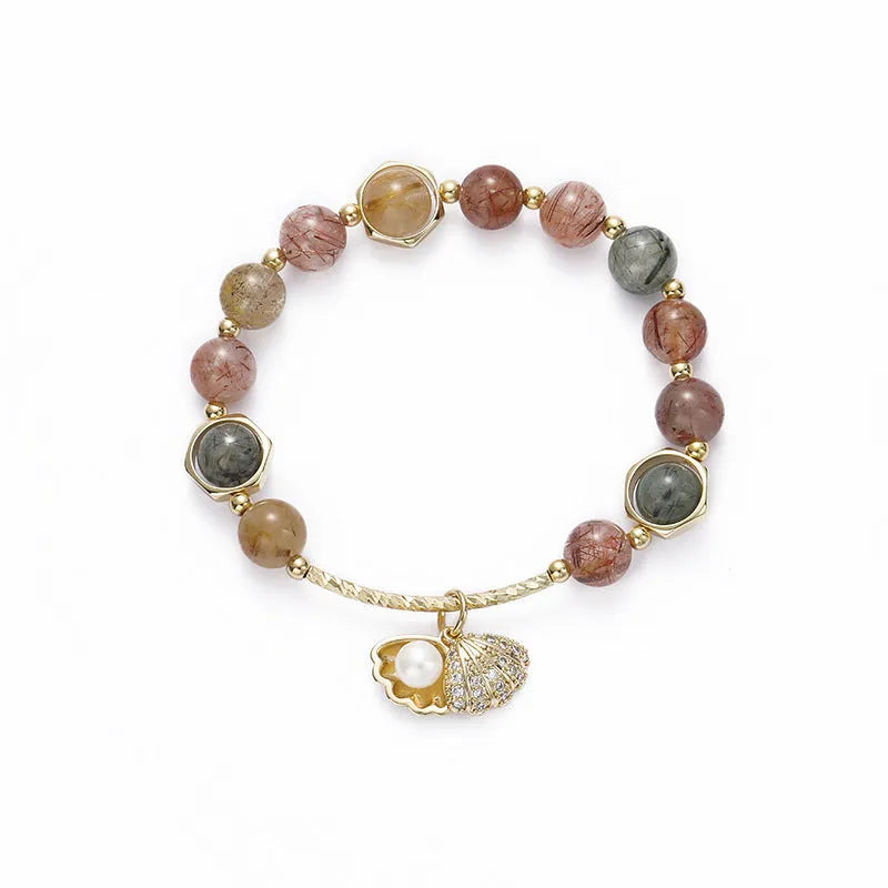 Colourful cartoon animal zodiac crystal shell bracelet for women with electroplated finish