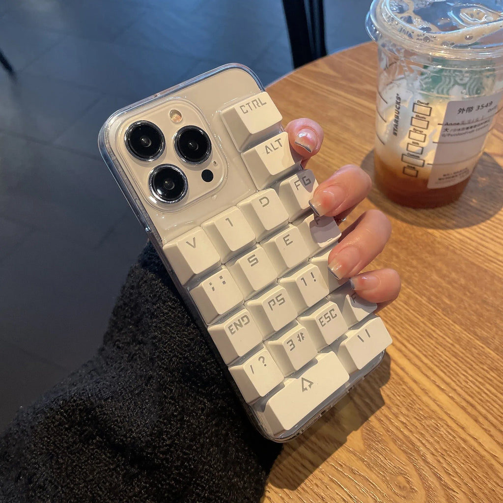 Creative keyboard mobile phone case with dripping glue design for Apple iPhone