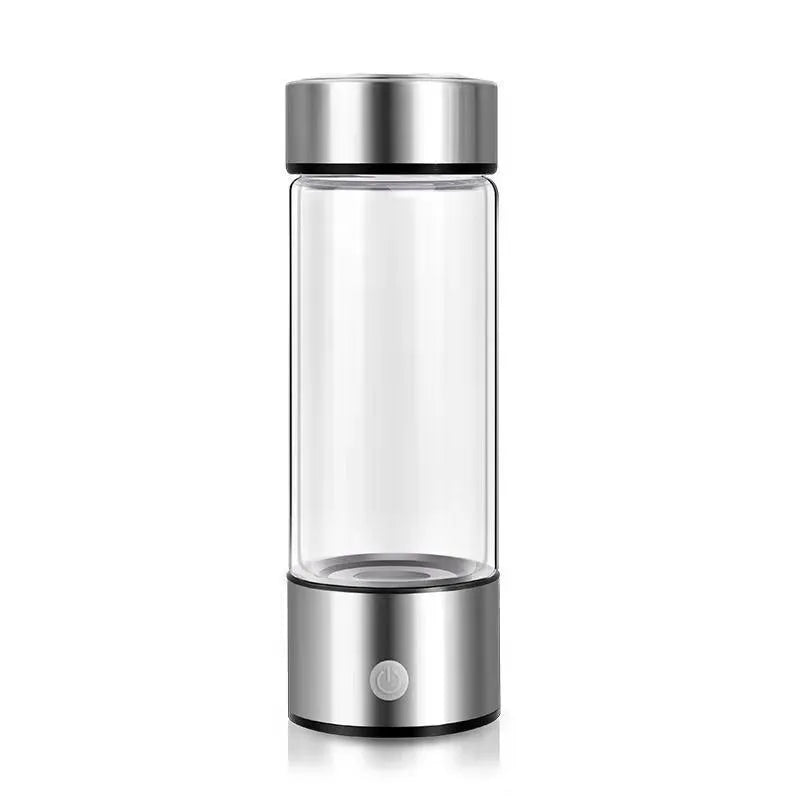 Electric hydrogen water generator bottle in borosilicate glass with portable rechargeable design