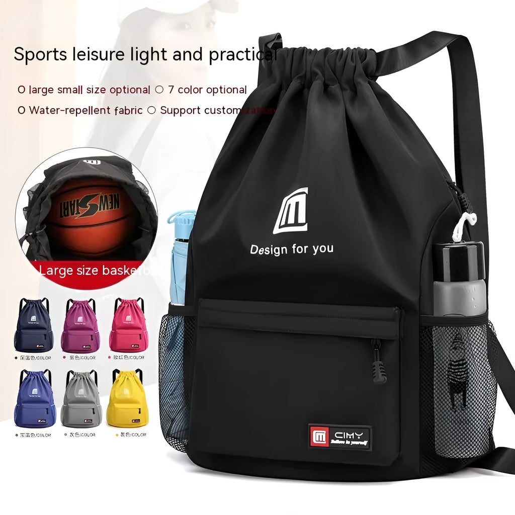 Oxford fabric drawstring backpack in multiple colours with foldable design and shoulder straps