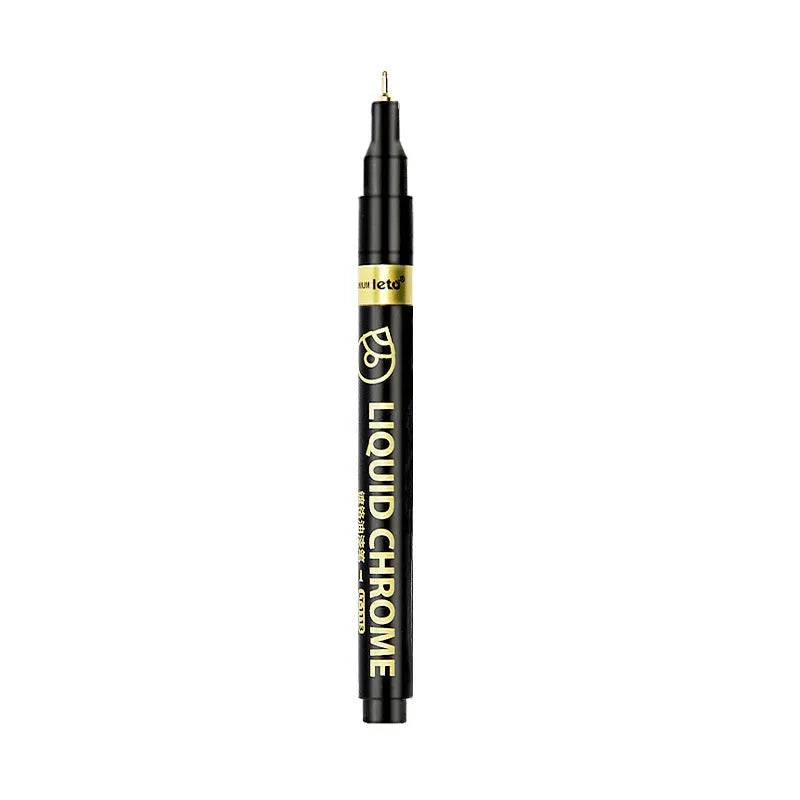 Metal chrome plated mirror marker pen with waterproof sun-resistant ink in rose gold finish