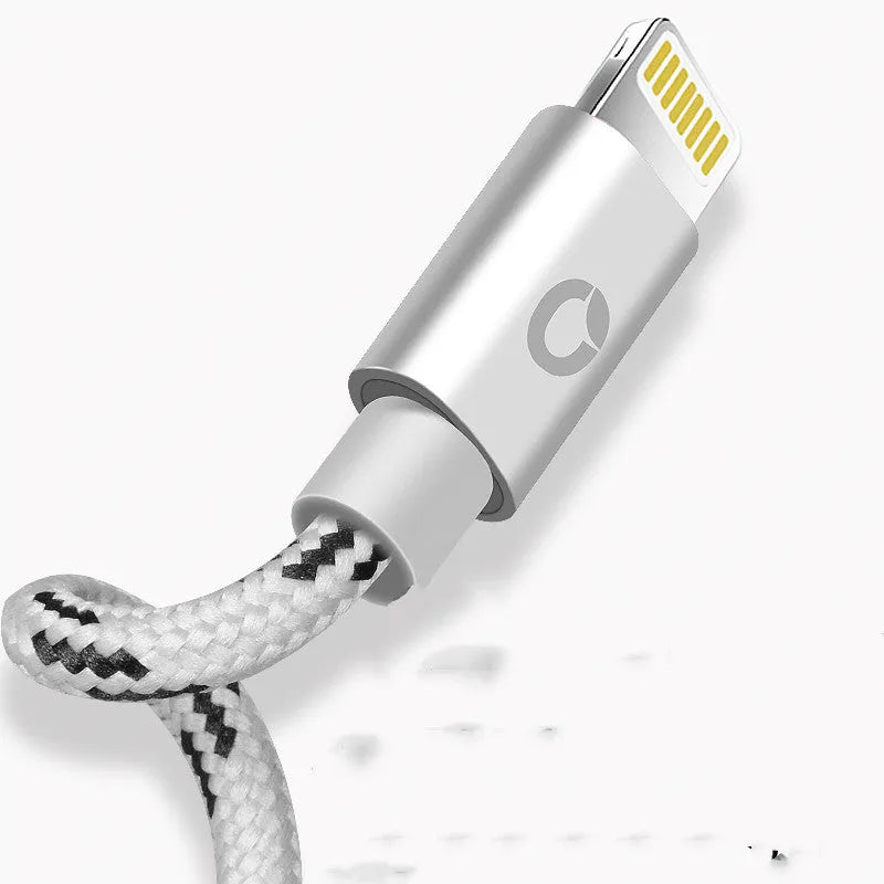 Apple MFI certified Lightning charging cable in grey or silver, 1 metre length.
