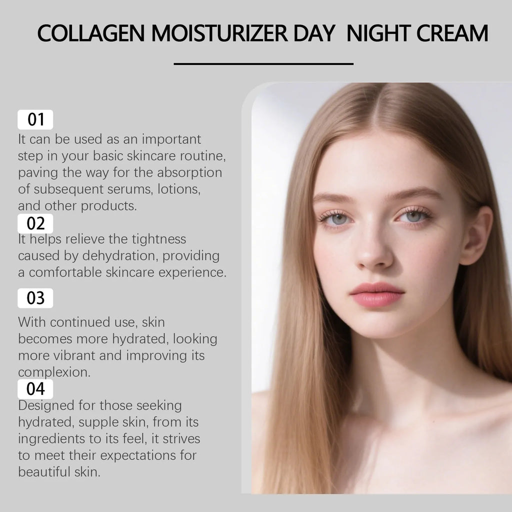 Collagen moisturising cream 50g in compact pack for skin hydration and rejuvenation