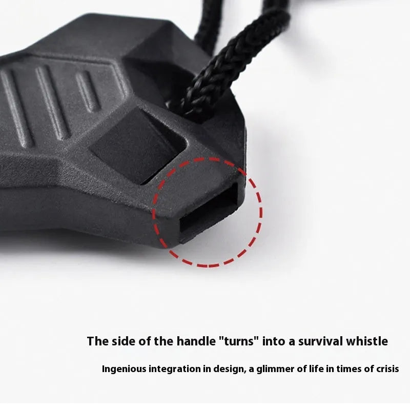 Black outdoor survival flint tool with magnesium rod and stainless steel scraper