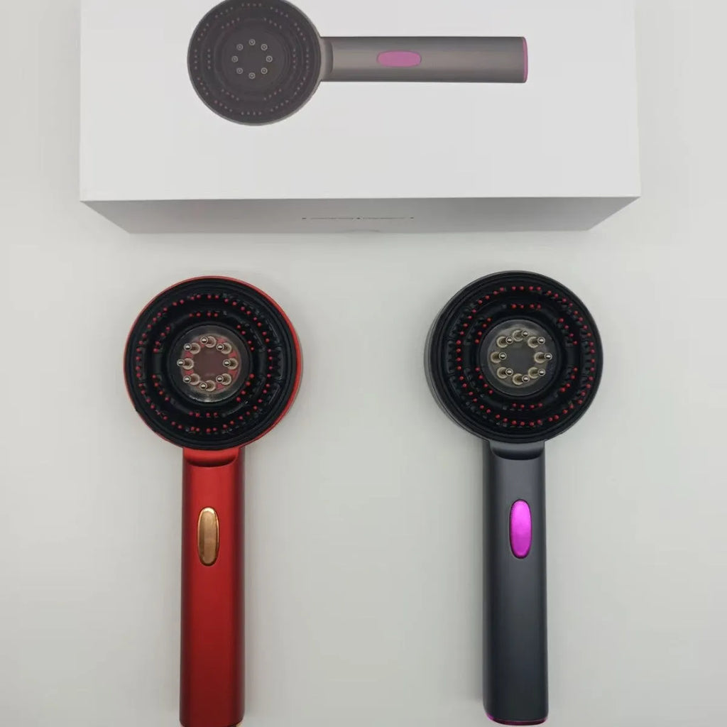 Electric scalp comb with red light and massage function in gray colour for home hair care use