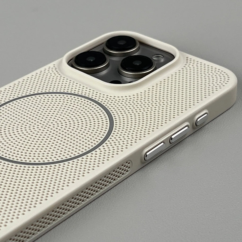Thin ring magnetic phone case for iPhone showing shockproof protection and heat dissipation design in multiple colour options