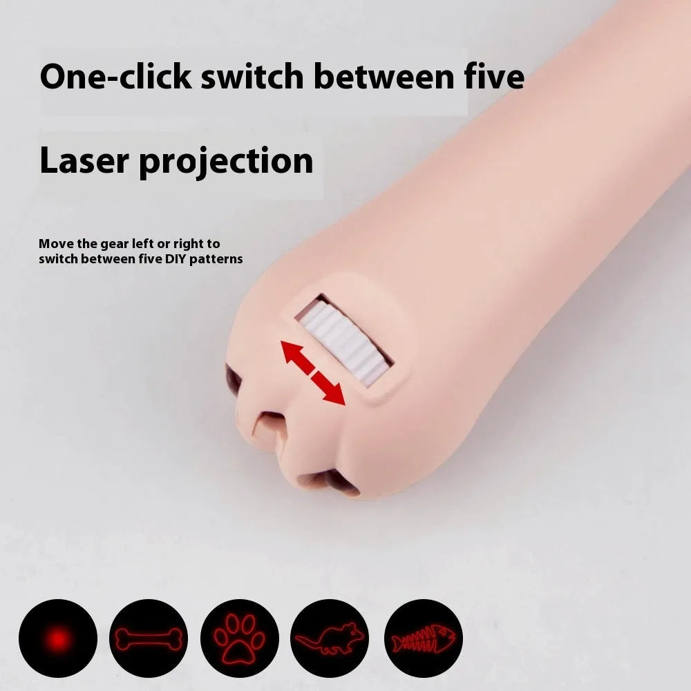 Colourful infrared cat teasing stick toy with laser patterns and LED moonlight lamp for interactive pet play
