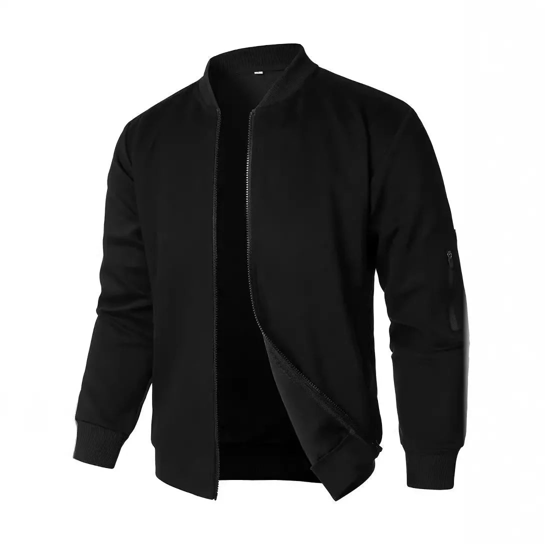 Men's loose fit knitted jacket in cotton with long sleeves and edging detail