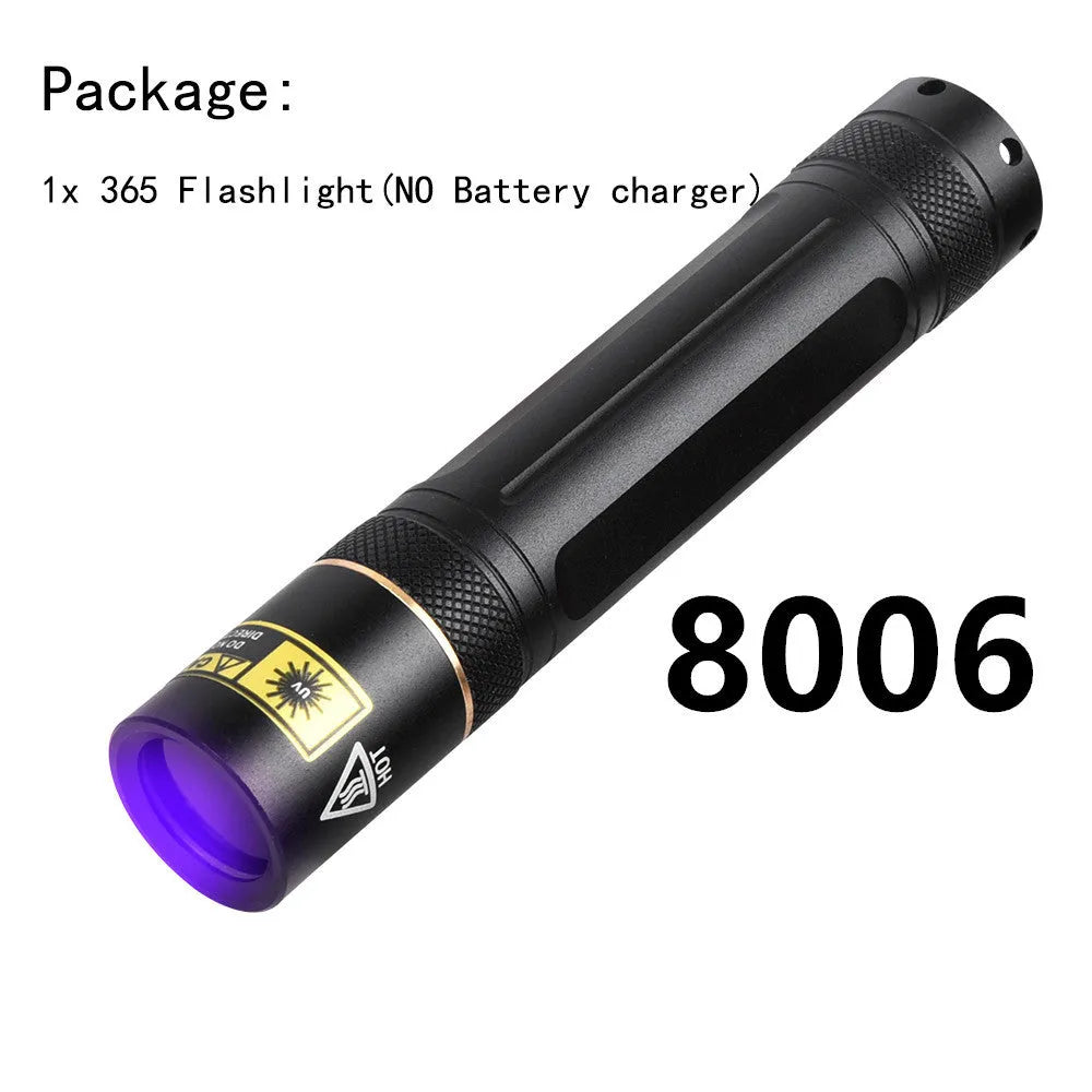 365nm UV fluorescence detection flashlight with aluminium alloy body and LED light source