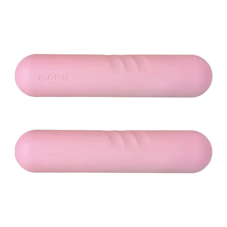 Silicone grip hand-drawn dumbbell stick in various colours and weights for fitness training.