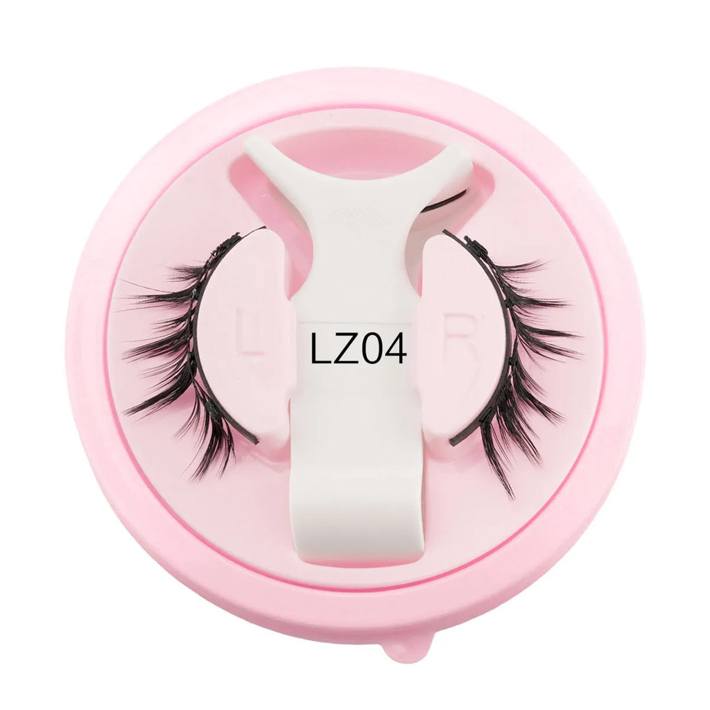 Set of five pairs of reusable, waterproof, glue-free false eyelashes on a clean background.
