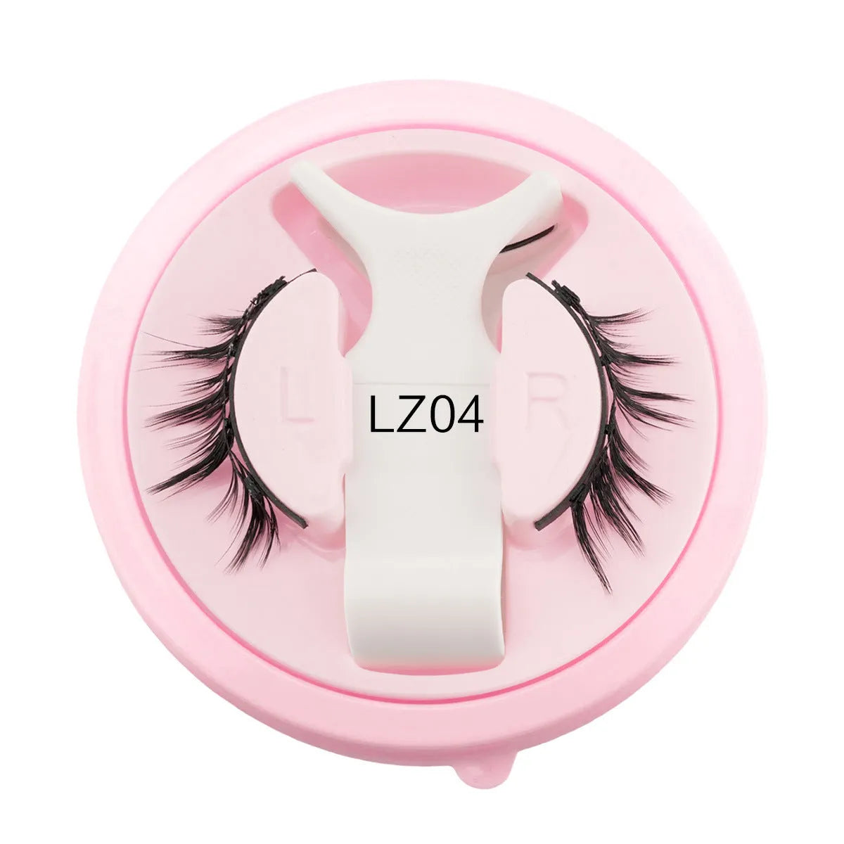 Set of five pairs of reusable, waterproof, glue-free false eyelashes on a clean background.