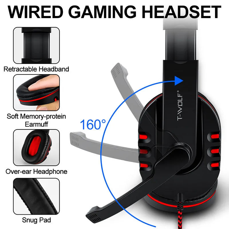 Thunder Wolf gaming keyboard mouse headset set with luminous backlight and large mouse pad