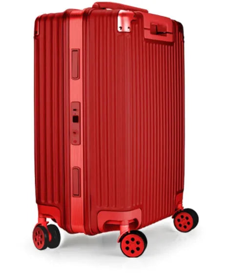 Aluminium magnesium alloy luggage with striped pattern and TSA combination lock in multiple colour options