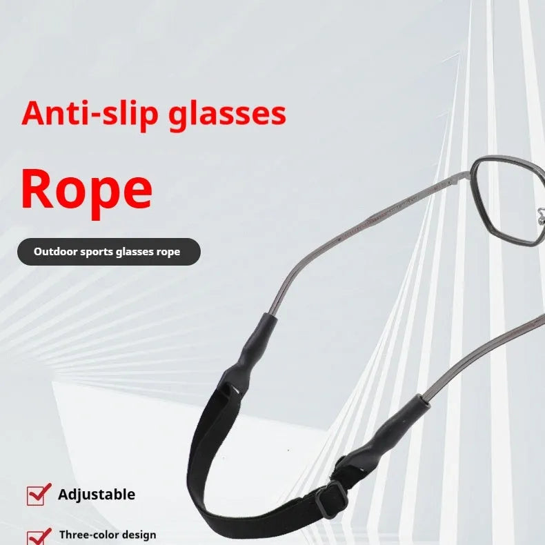 Black adjustable glasses cord with silicone earpiece rope in adult and children's style options