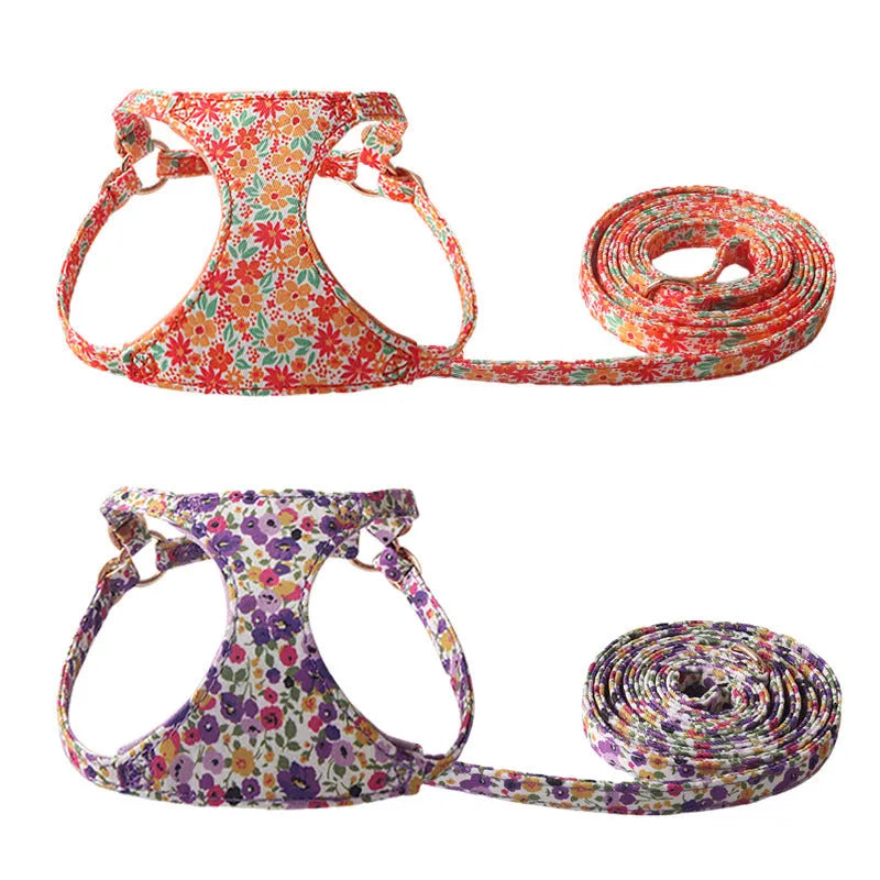 Cloth pet harness suit with leash for small dogs and cats in multiple colour options