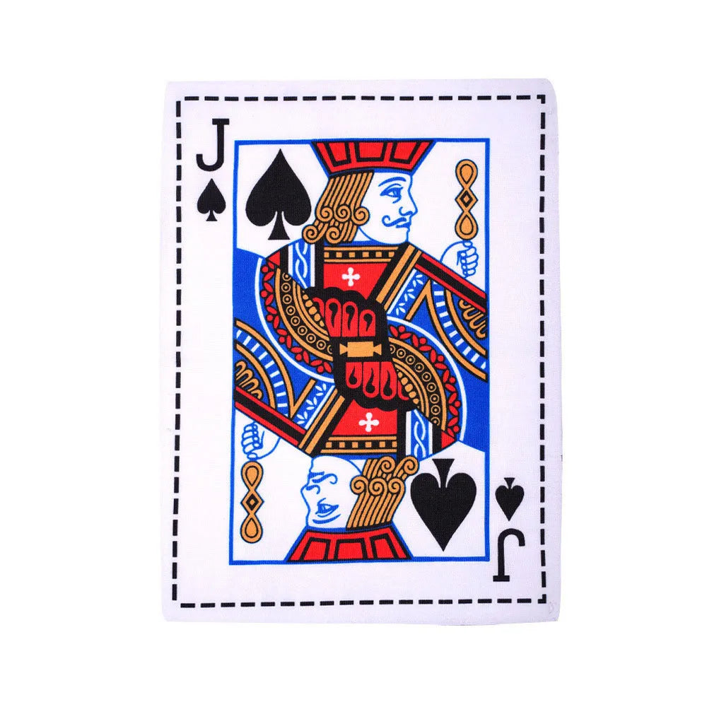 Tearproof dog toy with playing card design featuring simulated newspaper squeak sound mechanism